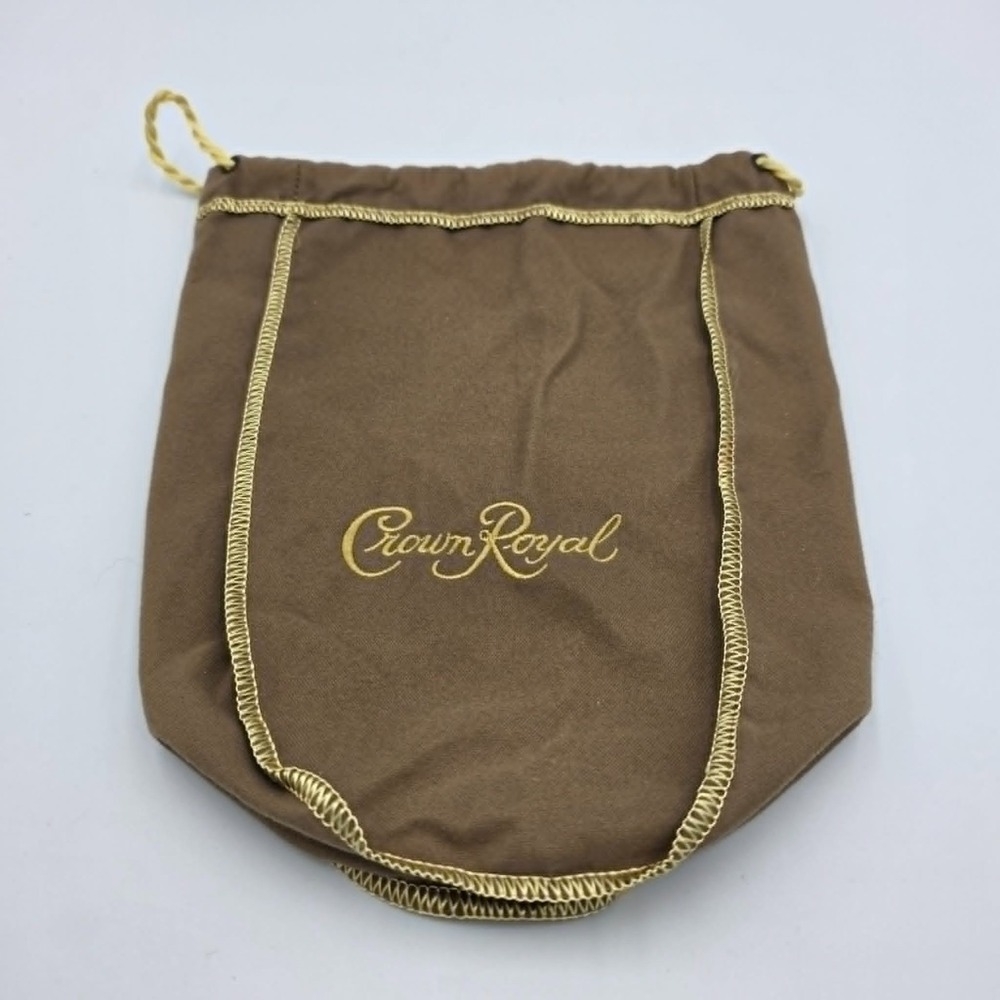 Crown Royale Drawstring Bag Brown with Logo - Party Favor Wedding Bachelor